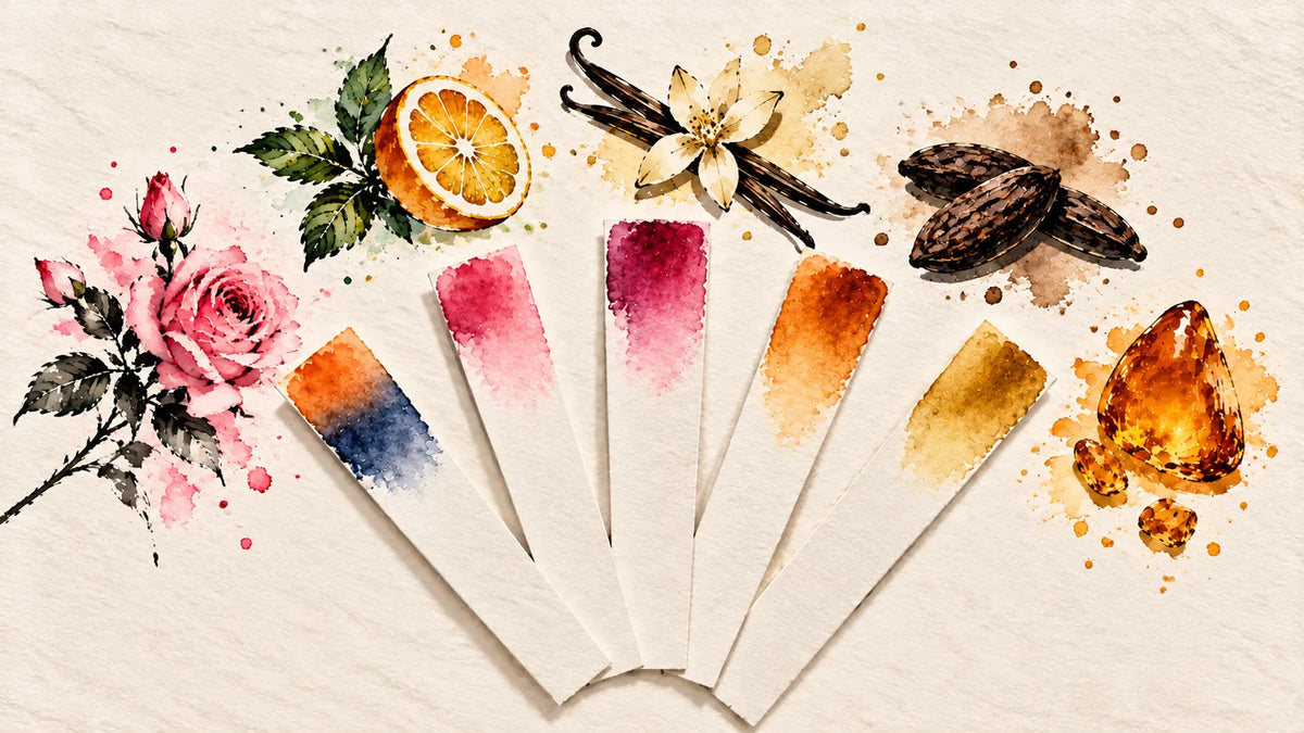 Perfume blotters flat lay